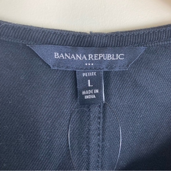 Banana Republic Factory Split Neck Mini Dress Black Safari Minimalist Sz LP NWT - Picture 6 of 13